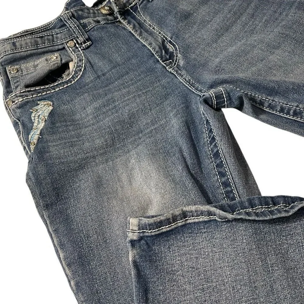 SKY Ladie’s Classic Pocket Bling Bootcut Jeans - Picture 3 of 12